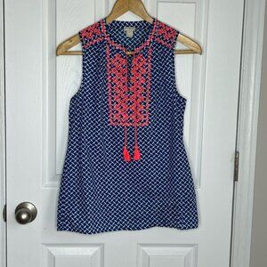 J. Crew Boho Geometric Print Top